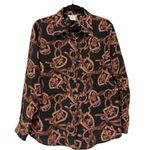 Vintage Women’s Equestrian Horse Novelty Button Down Shirt Medium Black Photo 0