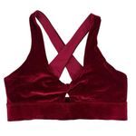 Fabletics  Size S Oasis Twist Velour Sports Bra Cherry Burst Plush Pullover Red Photo 2
