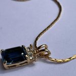 Blue princess emerald topaz sapphire & cz gold plated beautiful necklace gift Photo 1