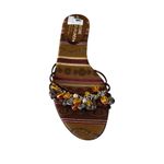 Donald Pliner Brown Silk Expresso Jewels Flat Charms Shoe Sandal NWT $225 Size 7.5 Photo 3