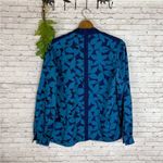 Hotel Italia Blue Floral Button Down Blouse Size L Photo 4