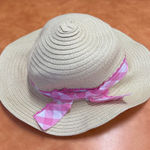 Tahari  Beige Hat with Pink Ribbon Photo 0