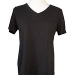 Talbots  Basic Tee Black V-neck‎ Top T-shirt SMALL Normcore Dark Girl Casual Photo 0