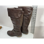 Womans Bass & Co Skyla Knee High Riding Boots 6.5 M Brown 1/4 Zip Buckle Accent Photo 3