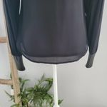 Madison Marcus  Black Silk & Lace Button Down Top Leather Trim XS Photo 3