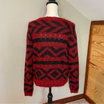 Forever 21 Red & Black Patterned Semi Sheer Sweater Large Photo 2