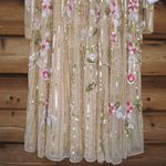 Mac Duggal NWT  Floral Tea Length Dress Sequin Beaded Gold Size 14 Photo 7