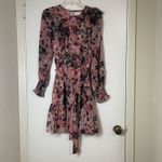 Rachel Parcell  pink Floral Print Ruffle Chiffon Blouson belted Dress Size US 4 Photo 2
