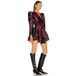 MARKARIAN Etta Black Floral Jacquard Brocade Mini Dress Crossover Button Front 2 Photo 2
