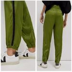 Anthropologie Diandra olive Green Satin Pleated Jogger size 8 Photo 2