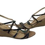 Alexandre Birman  Leather snake embellished blue Print Espadrilles sz 9.5 Photo 0