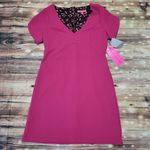 Betsey Johnson Short Sleeve Stretch Crepe Dress with Cherry Lining Pink … Photo 0