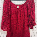 Lildy Red Lace Bell Sleeve Off Shoulder Tunic Top L XL Photo 0