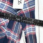 ZARA  Trafaluc Shirt Women Size Small Navy Plaid Collared Long Sleeve Button Down Photo 3