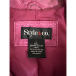 Style & Co Women's Vintage Retro. Pink Suede Leather Jacket L Photo 6