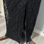 90s Laurence Kazarian 100% Silk Black Beaded Halter Neck Gown High Neck Slit L Size L Photo 5