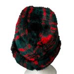Vintage Red Green Black Tartan Plaid Faux Fur Fedora Hat Size M 1960s 1970s Photo 4