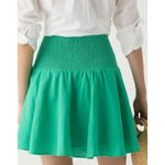 J.Crew Linen Smocked High Waist Flared Mini Skirt Bright Green Women's Size XS Photo 1