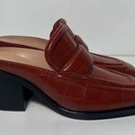 Bottega Veneta  Croc Embossed Square Toe Slip On Loafer Mules Heels Photo 6