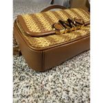 Michael Kors Parker Medium Woven Straw Crossbody Bag Natural Brown Photo 3