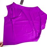Bold Elements Purple Satin Blouse XS asymmetry art deco 80s style Photo 0