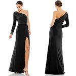 IEENA for MAC DUGGAL Formal Evening Gown Womens 16 One Sleeve Long Dress Holiday Black Photo 1