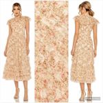 Mac Duggal NWT Ruffle Tiered Short Sleeve A Line Dress Beige 2 Photo 2