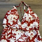 Cupshe Floral One Piece Swimsuit Womens XL O-Ring Back Tie Straps V Neck Red NEW Photo 4