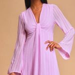 Lulus Lavender Pink Mini Dress | Twist Front Long Sleeve Party Dress (Small) Photo 0