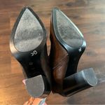 Halogen  Brown Pointed Toe Bootie Stacked Heel Photo 9