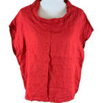 FSY Italy Linen Blouse Red Textured Minimalist Summer Boho Oversized Large Photo 0