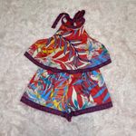 Flying Tomato Red Floral Halter Tie Neck Sleeveless Summer Romper Photo 1