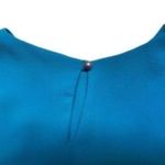 VTG 80s Balloon Long Sleeve Ruffle Midi Dress Blue Pearl Front Accent Women’s 10 Photo 5