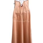 Anthropologie ASTR The Label Blush Pink Satin Silky Slip Dress Midi Side Slit Medium Cowl Neck Photo 4