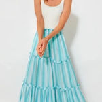 Tuckernuck Aquamarine Gauze Prado Striped Tiered Maxi Skirt 3XL Photo 0