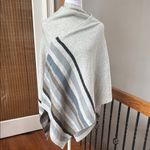 Simply Noelle  open front cardigan wrap poncho gray stripe cream blue olive Photo 3