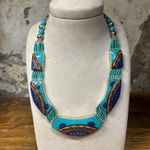 Handmade Tibetan Lapis Lazuli, Coral, Turquoise, 18 inch Statement Necklace Blue Photo 1