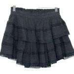 Aerie NEW  Black Cotton Lace Elastic Waist Tiered Circle Skater Mini Skirt Size S Photo 0