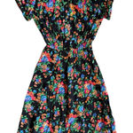 Vintage 80s Nina Piccalino Floral Button Down Shirt Dress Size 6 Black Photo 0