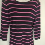 Lauren Ralph Lauren Womens Striped Zip Shoulder Sweaters Black Size Medium Photo 0