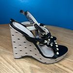Jason Wu  Leather Polka Dot T Strap Slingback Platform Wedge Black Size 7 Photo 1