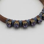 Boho Leather Bracelet Purple Gemstone Cord Wrap Rhinestone Brown Stone Photo 6