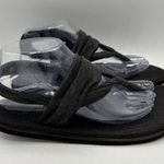 Sanuk  Sandals Womens 9Yoga Flat‎ Thong Slingback Black/grayFabric Casual Comfort Photo 3