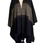Mixit Black Gold Knit Poncho One Size Sweater Shawl Photo 0