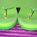 Y2K Lime Green Polo Wedge Sandals Size 7.5 Photo 5