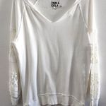 Pam & Gela Hi-Low Lace Long Sleeve Sweatshirt White XS Photo 0