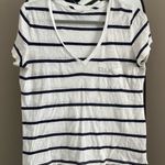 Madewell  Navy and White Striped V-Neck Tee Photo 1