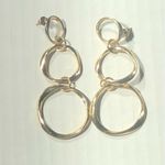 Hammered Drop Earrings Triple Linked Open Circle Hoops Post Back Closure Gold OS Photo 6
