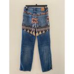 We The Free  People 24 Denim Jean Embroidered Aztec Patchwork Rocky Mountain EUC Photo 6