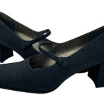 Enzo Angiolini  Women's Textured Block Heel Mary Jane Black Leather Pump Heels Photo 0